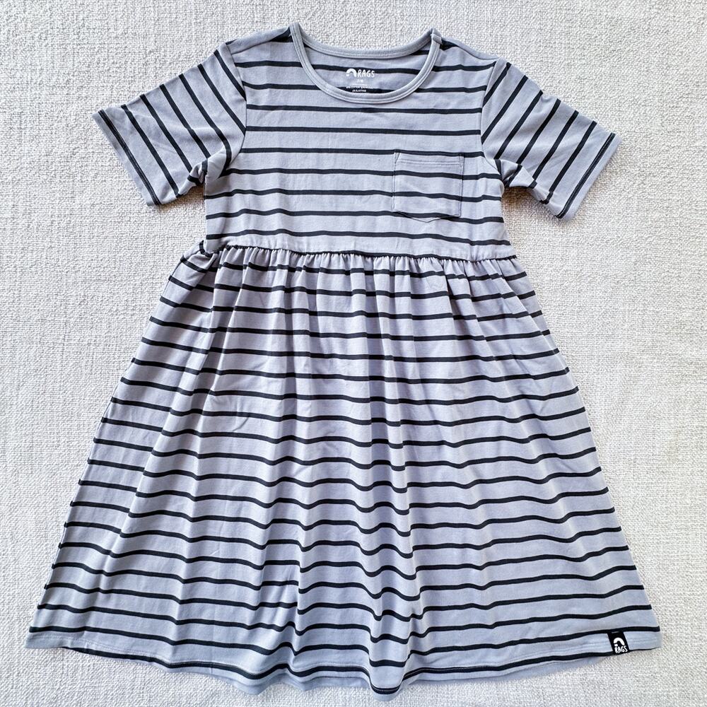 Rags Gray Striped Pocket Tee Dress EUC 7/8